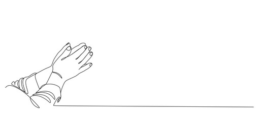 Praying hands continuous line illustration vector design eps 2