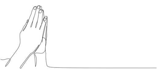 Praying hands continuous line illustration vector design eps 1