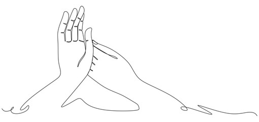 Buddha hand continuous line illustration vector design