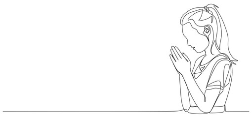 Continuous line vector design of a woman praying on Vesak day eps 1