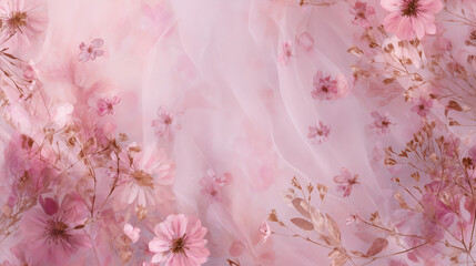 ピンクとホワイトのフローラル水彩背景 / Pink and White Floral Watercolor Background