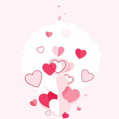 Pink hearts floating in the air against a background of the same color