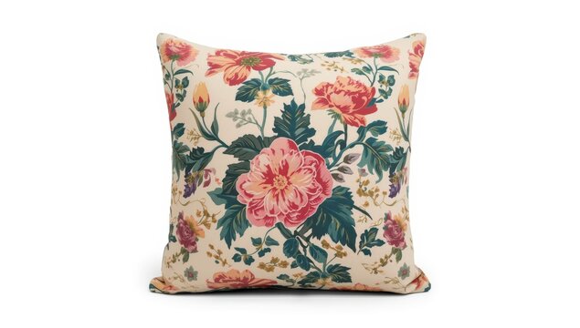 Floral decorative cushion on a white background