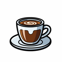 Fototapeta premium A steaming cup of coffee on a saucer