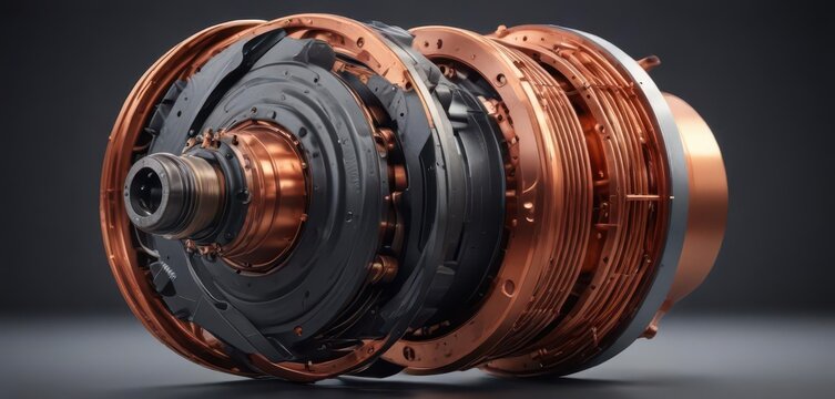 Electric motor rotor with copper wire, iron core and magnets,  electric motor,  magnets