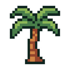 Obraz premium PNG Retro pixelated palm tree illustration.