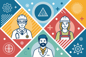 Professions With Bold Geo Creative Visual Great for Commercial Projects