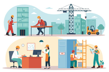 Showcasing Workers With Construction Offic Dynamic High-Quality Stock Image