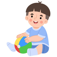 Illustration of Toddler Playing With Ball