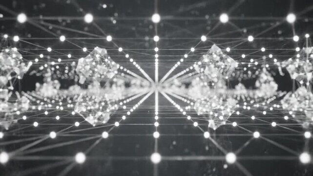 Futuristic Crystal Structures with Connecting Lines.