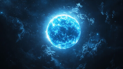 Fototapeta premium blue sun circle energy light background