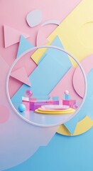 Pastel Geometric Shapes with Product Podium Display