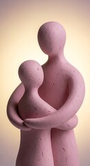 Pink Clay Figures Embracing Love and Connection