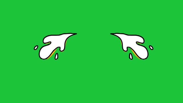 Cartoon liquid splashes spreading outward and dripping on green background smooth minimal loop animation scene