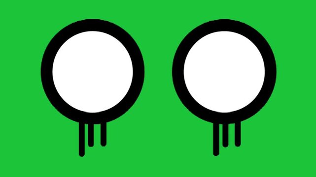 Simple cartoon circles dripping downward like liquid shapes on green background smooth minimal loop animation scene