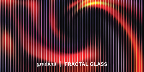 Fototapeta premium Ribbed glass texture with flowing gradients on dark background, abstract modern design for UI, digital art, and creative branding.