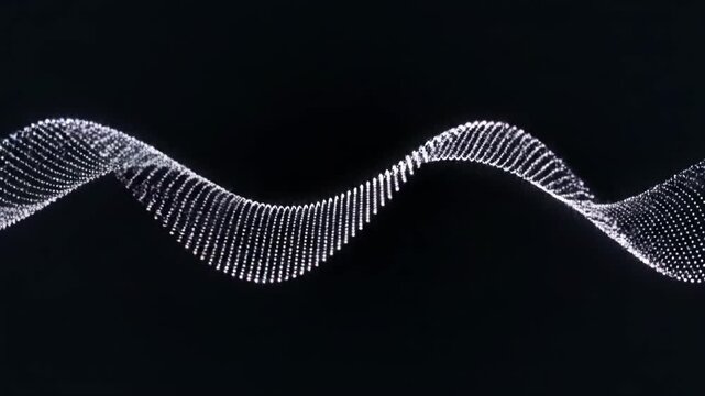 White wavy line pattern on a black background with flowing motion.