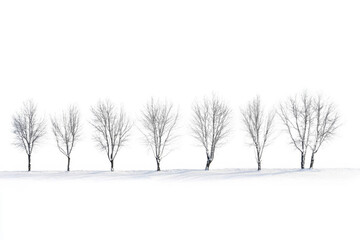 Winter Landscape Bare Trees on Snowy Ground