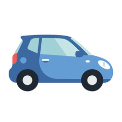 Fototapeta premium A cartoon-style illustration of a blue compact car