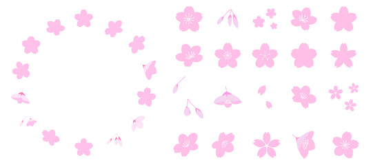 色々な形の桜のイラストセット　アイコン　フレーム © gelatin