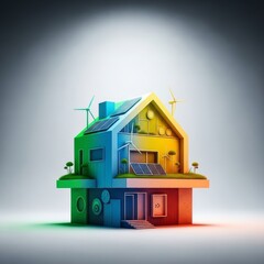 A contemporary home powered by renewable sources, showcasing an eco-friendly lifestyle and sustainable living solutions, efficiency, green, landscape