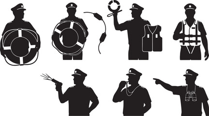 Black Solid Captain Holding Life Ring Set of Six © ShahvezGrhi 