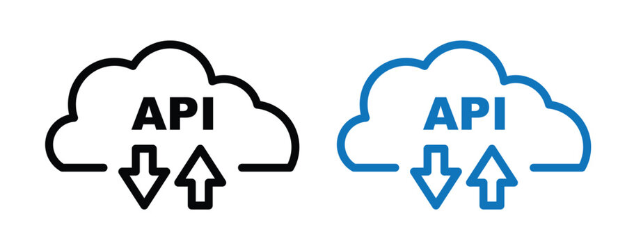 Cloud API data transfer upload and download interface technology icon for software integration and web service communication vector illustration.