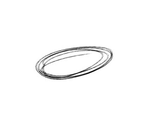 Fototapeta premium Abstract black ink sketch of an elongated oval ring or swirl isolated on Transparent background, minimalist line art suitable for design elements, motion concept, and modern graphics.
