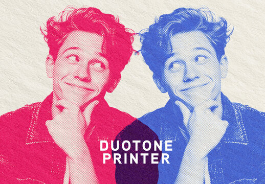 Halftone Duotone Printer Photo Effect
