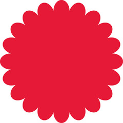 Obraz premium Illustration of a red circular picture frame with a scalloped edge, for decoration.