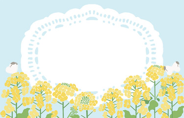 Textile Style Nanohana (Canola Flower) Vector Template (No Text) | Spring Floral Background Illustration