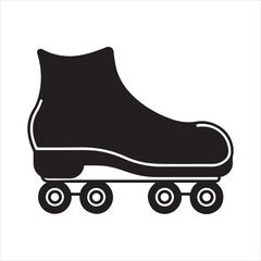 Minimal black roller skates silhouette icon isolated on white background