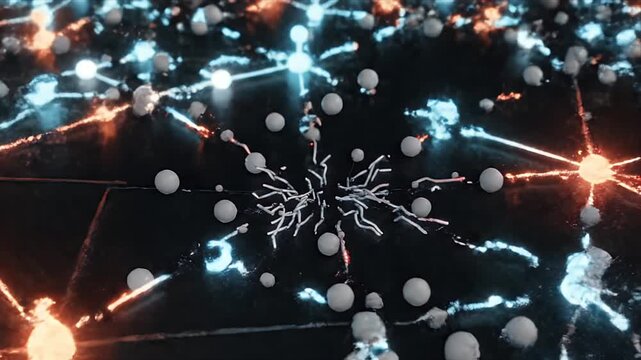 Network-based Immune System Failure Concept CGI Animation with Disconnecting Nodes and Fading Connections