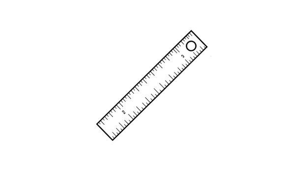A simple black and white illustration of a ruler with measurements