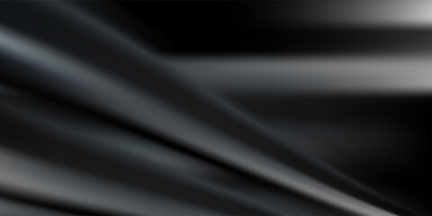 Luxury Black Silver Glass Abstract Background with Glossy Metallic Waves