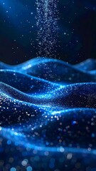 Obraz premium A mesmerizing digital artwork of shimmering blue waves and particles