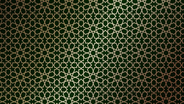 Arabic seamless background with gold ornament on green color. Eid mubarak wallpaper with gold and green theme.