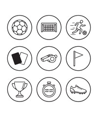  Soccer Football Sports Line Icon Set Vector © Fahima