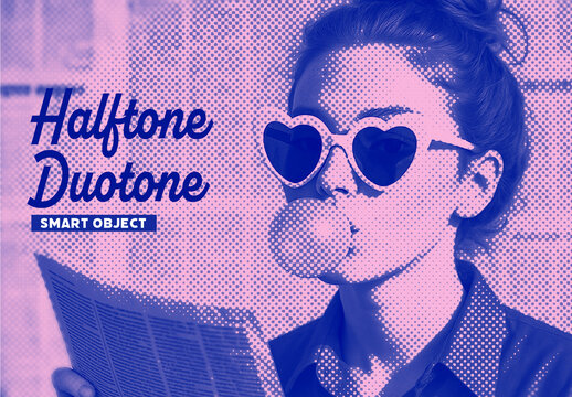 Vintage Halftone Duotone Effect Mockup