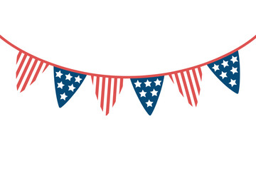 Obraz premium American flag bunting illustration with red, white, and blue colors