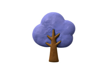 粘土の3Dアートの木　青