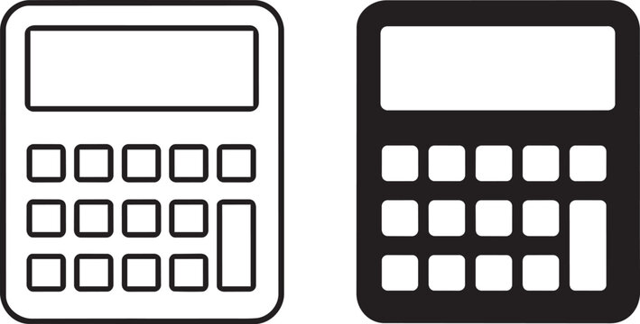 Calculator Icons - Numerical Calculation Tools in Black and White