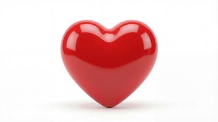 Fototapeta premium Shiny Red Heart Symbol of Love and Affection on White.