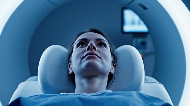 Patient undergoes advanced medical scan in hospital environment healthcare technology