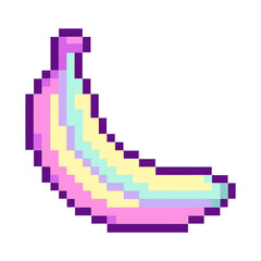 Obraz premium PNG Retro pixelated banana illustration.