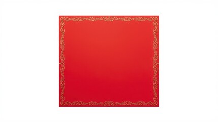 Elegant red square fabric with intricate golden embroidered border design