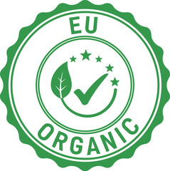 EU Organic Certification Badge Vector Icon for Eco-Friendly Food Packaging and Product Labels
