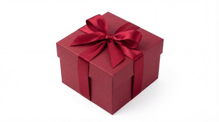 Obraz premium Elegant Red Gift Box with Matching Ribbon and Bow.