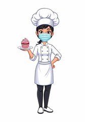 女性コックが優雅に微笑む