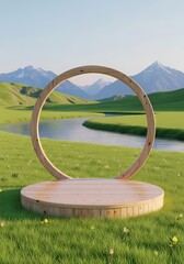 草原に舞台が静かに立つ